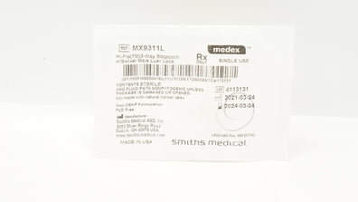 Smiths Medical MX9311L Hi-Flow 3-Way Stopcock W/Swivel Male Luer Lock (x)
